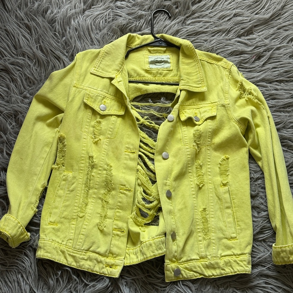 AKIRA Yellow Distressed Jean Jacket